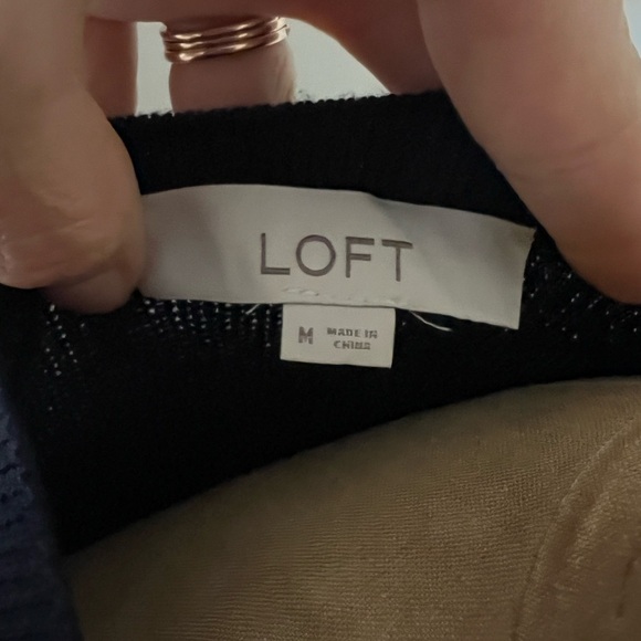 LOFT navy Striped Multicolor Women's Sweater medium - Picture 7 of 8